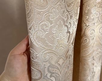 Luxury Paisley Jacquard Curtains, Elegant Gold Victorian Damask Living Room Drapes