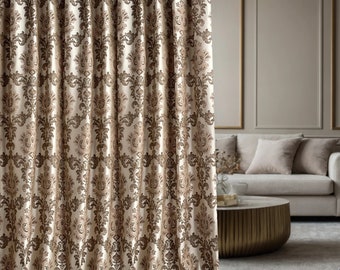 Luxury Damask Blackout Curtains: Jacquard Woven Polyester Drapery