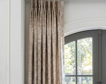 Pinch Pleat Victorian Damask Curtains: Blackout Lined Vintage Jacquard Drapes for Living Room