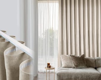 Cream Velvet Ripple Fold Curtain: Wave Track Drape, 22 Colors