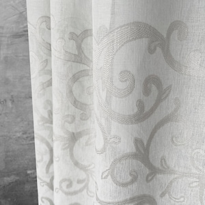 Embroidered Linen Sheer Curtain: Custom Damask Lace, Voile Tulle