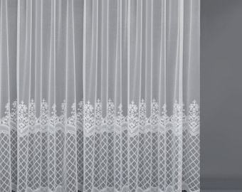 White Voile Lace Curtains: Triple Pleated Sheer for Living Room