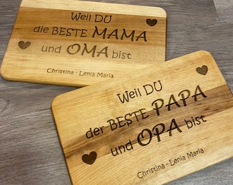 Breakfast board for mom grandma dad grandpa. Board personalized with text of your choice engraved on wood. birthday wood. Father's Day.Gift