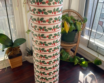 Vintage department store Holly Berry red green wrapping paper stripe Christmas retro gift wrap large roll