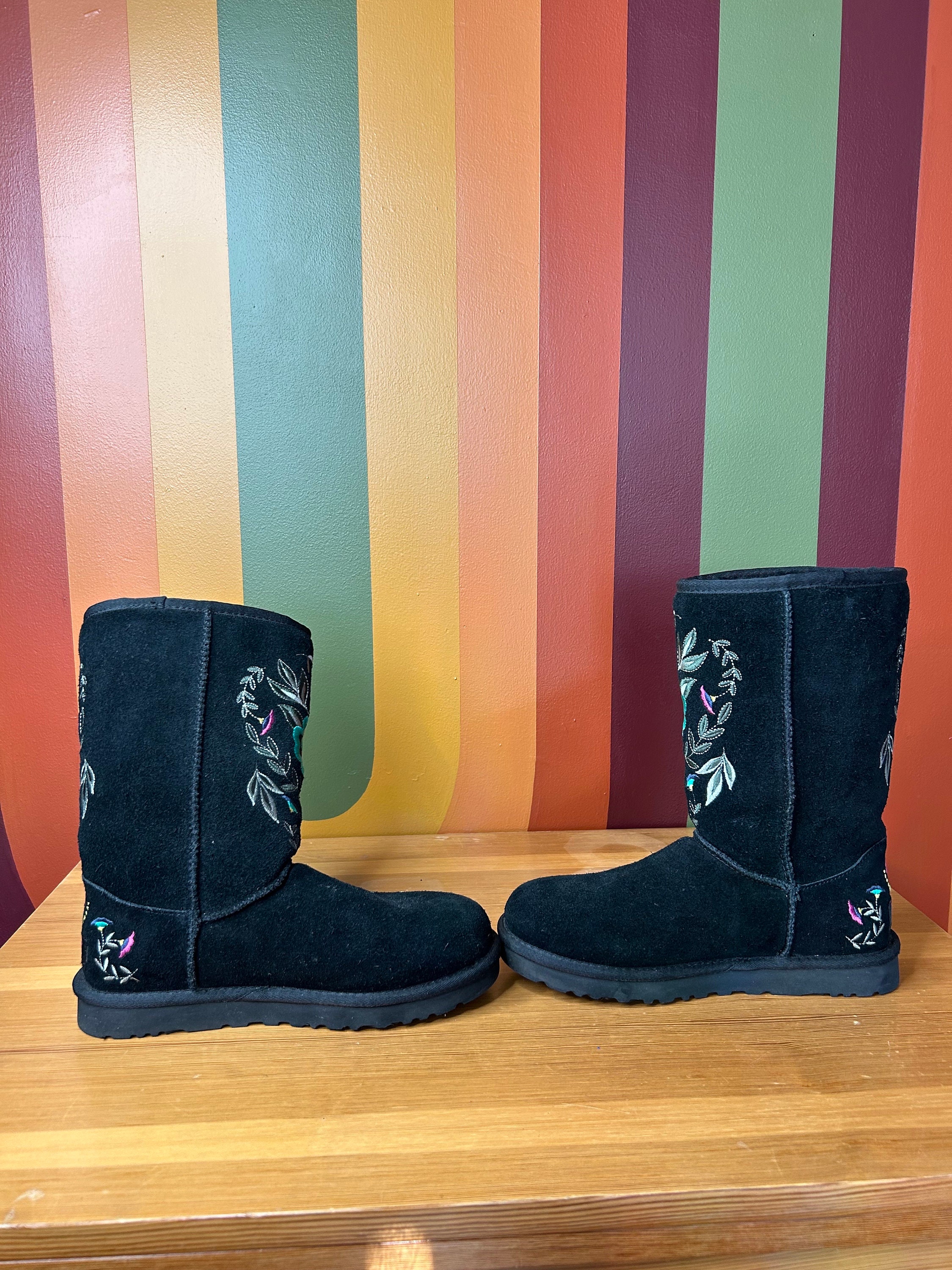 Rare Juliette Floral Flower Embroidered Colourful Winter UGG Boots
