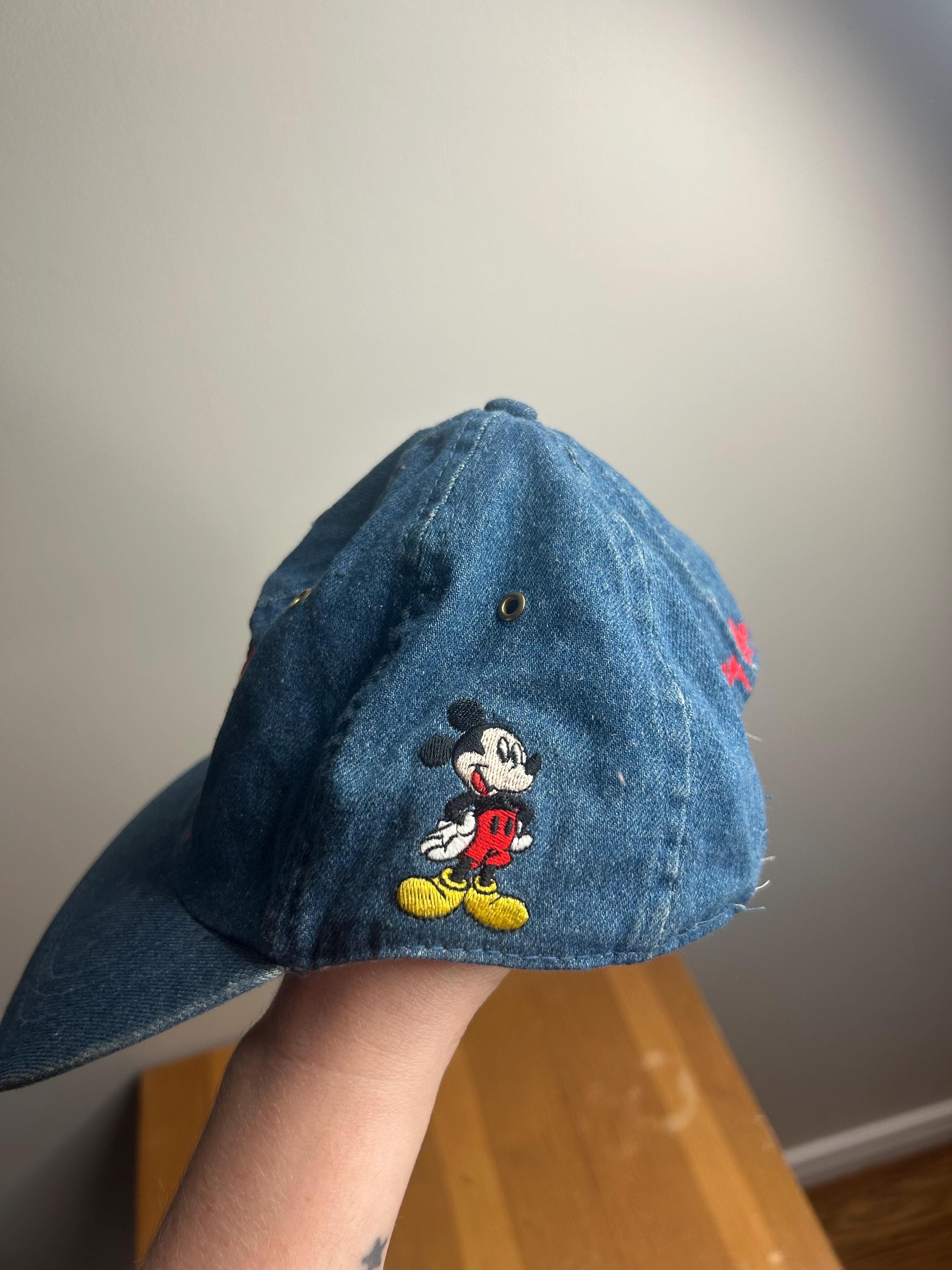Vintage 90s Y2K Denim Mickey Mouse Baseball Cap Summer Hat Fashion