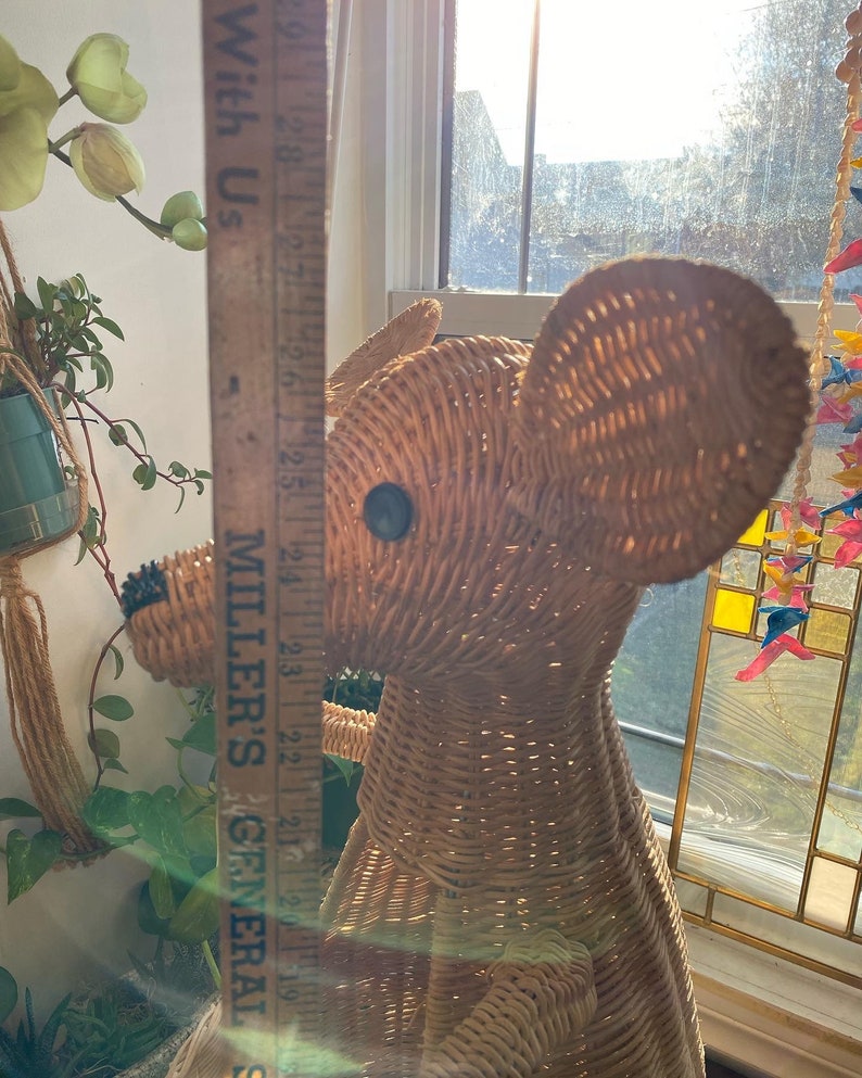 Vintage Wicker Kangaroo Basket Boho Animal Rare Etsy