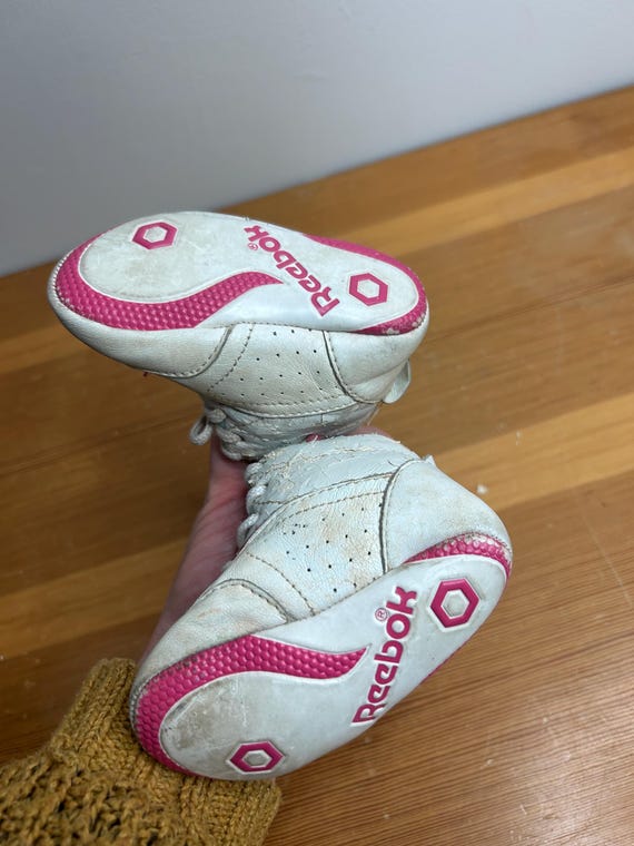 1990s Y2K Reebok Baby Infant Girls Sneakers Shoes White Pink