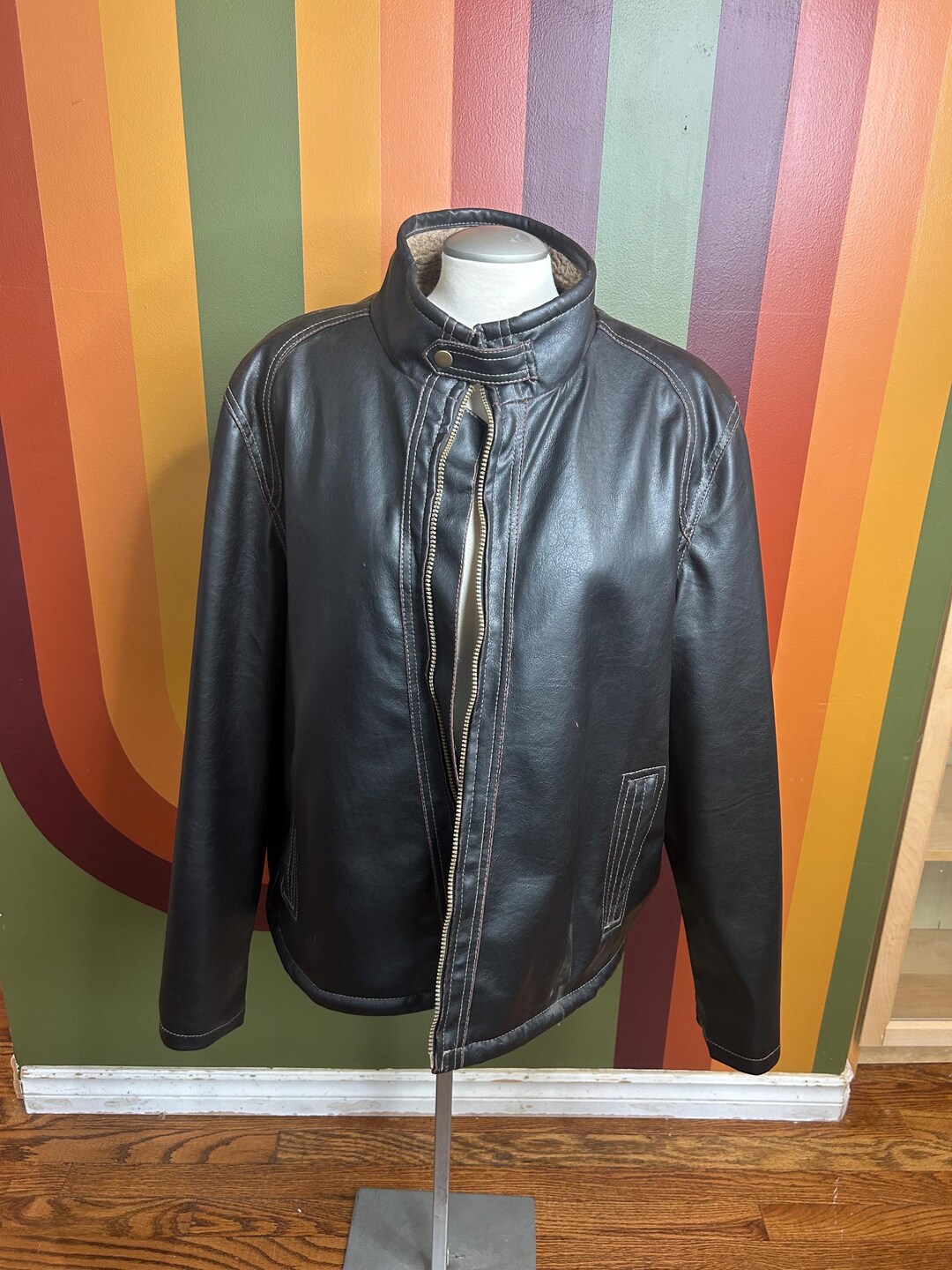Vintage Men's Brown Leather Jacket Stylish Columbia Sportswear