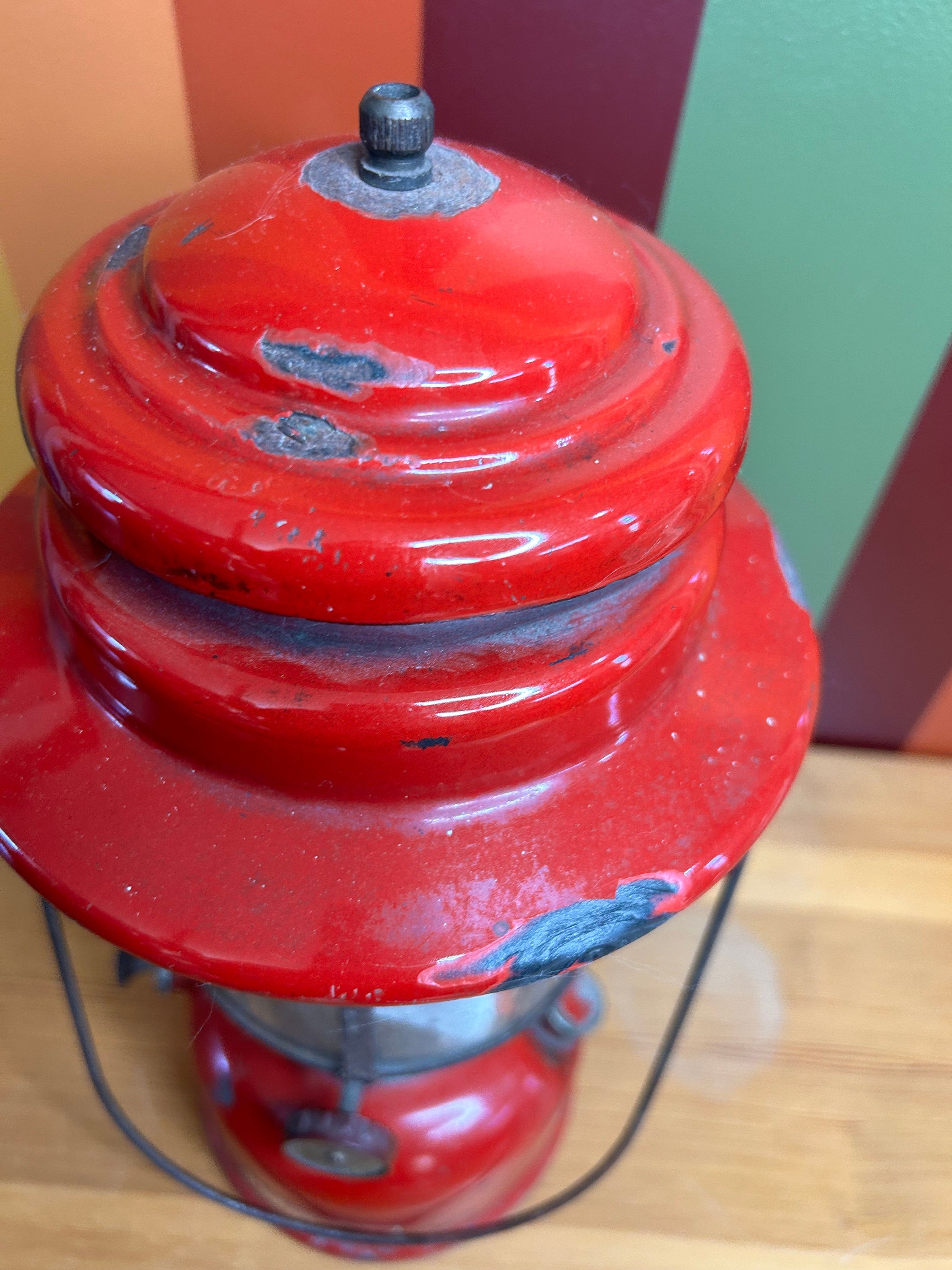 Vintage Coleman Lantern Model 220E Red Canada Glass Globe