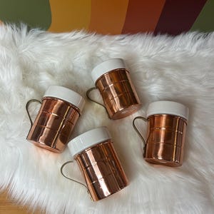 Zestaw 4 ceramicznych szklanek do herbaty i kawy w kolorze miedzianym