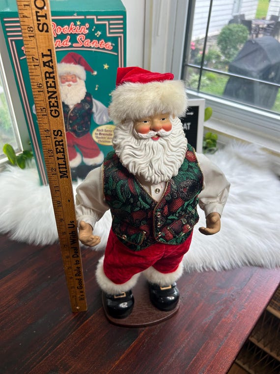 Vintage 90s Rockin' Around Santa Figurine Dances to Roaming Around