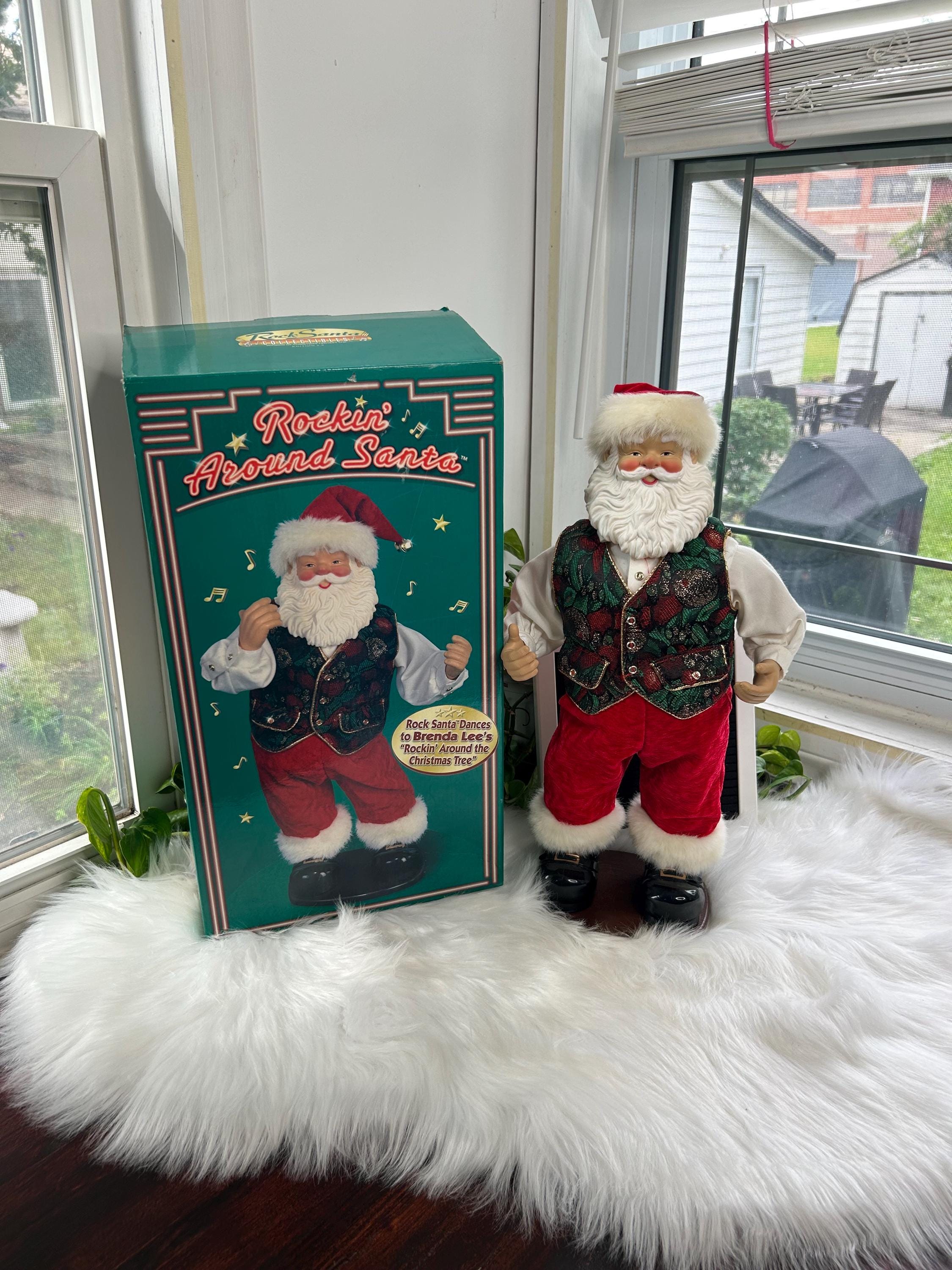 Vintage 90s Rockin' Around Santa Figurine Dances to Roaming Around