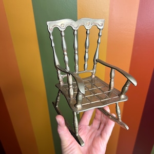 Vintage Brass mini chair cute doll plant holder rocking