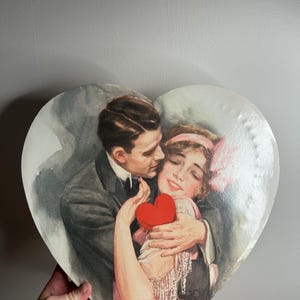 Vintage Valentijnsdag lege chocolade hart doos geschenkverpakking karton man en vrouw