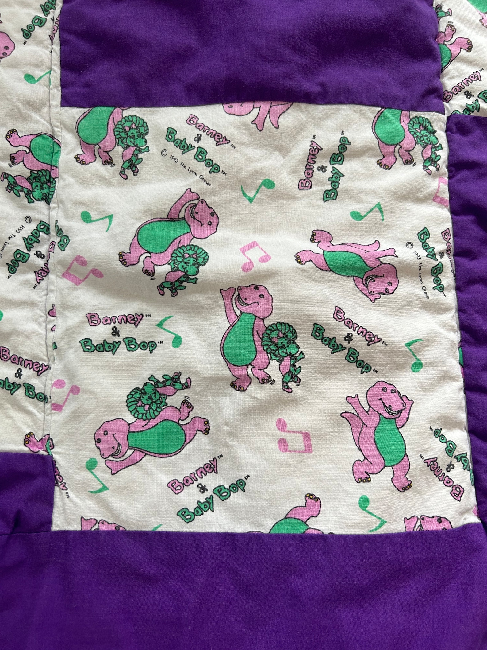 Vintage 1993 Barney Homemade Quilt and Top Sheet Purple Blanket Cozy - Etsy