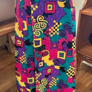 Marjorie Hamilton Vintage Skirt with Pockets and Elastic waistband Made in Canada Fun Busy 70s 80s