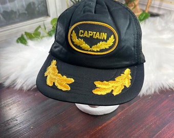 Vintage Captain Trucker Hat Boating Adjustable Baseball Cap Black Snapback Mesh Athletic Headwear Toronto Canada