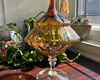 Pot d'apothicaire vintage Empoli en verre ambré, Italie