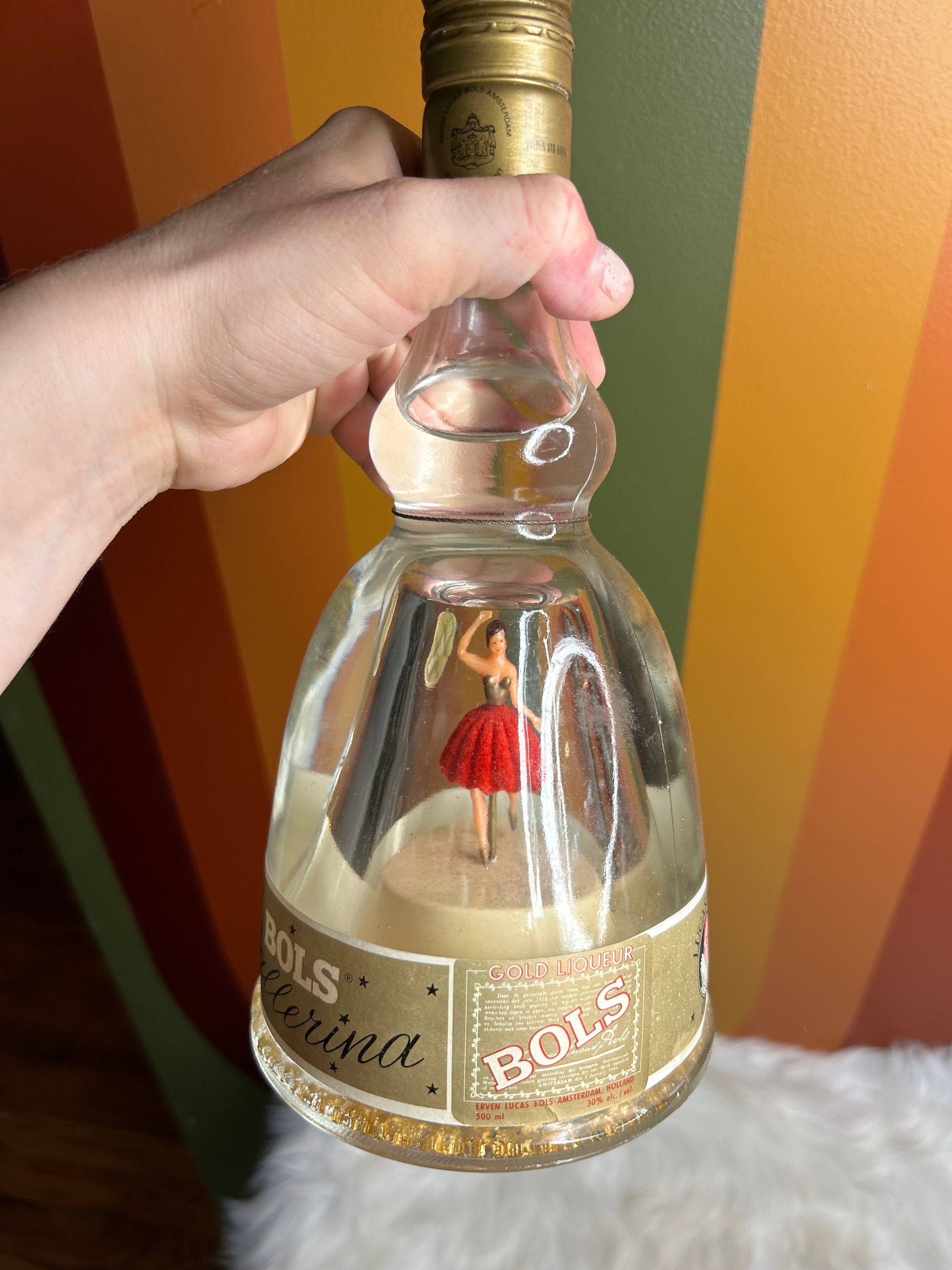 Bols Gold Fleck Ballerina Liquid Bottle Alcohol Vintage - Music