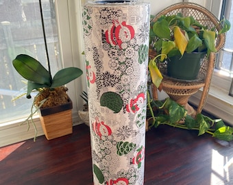 Vintage Santa Christmas tree snowflake department store wrapping paper roll large gift wrap