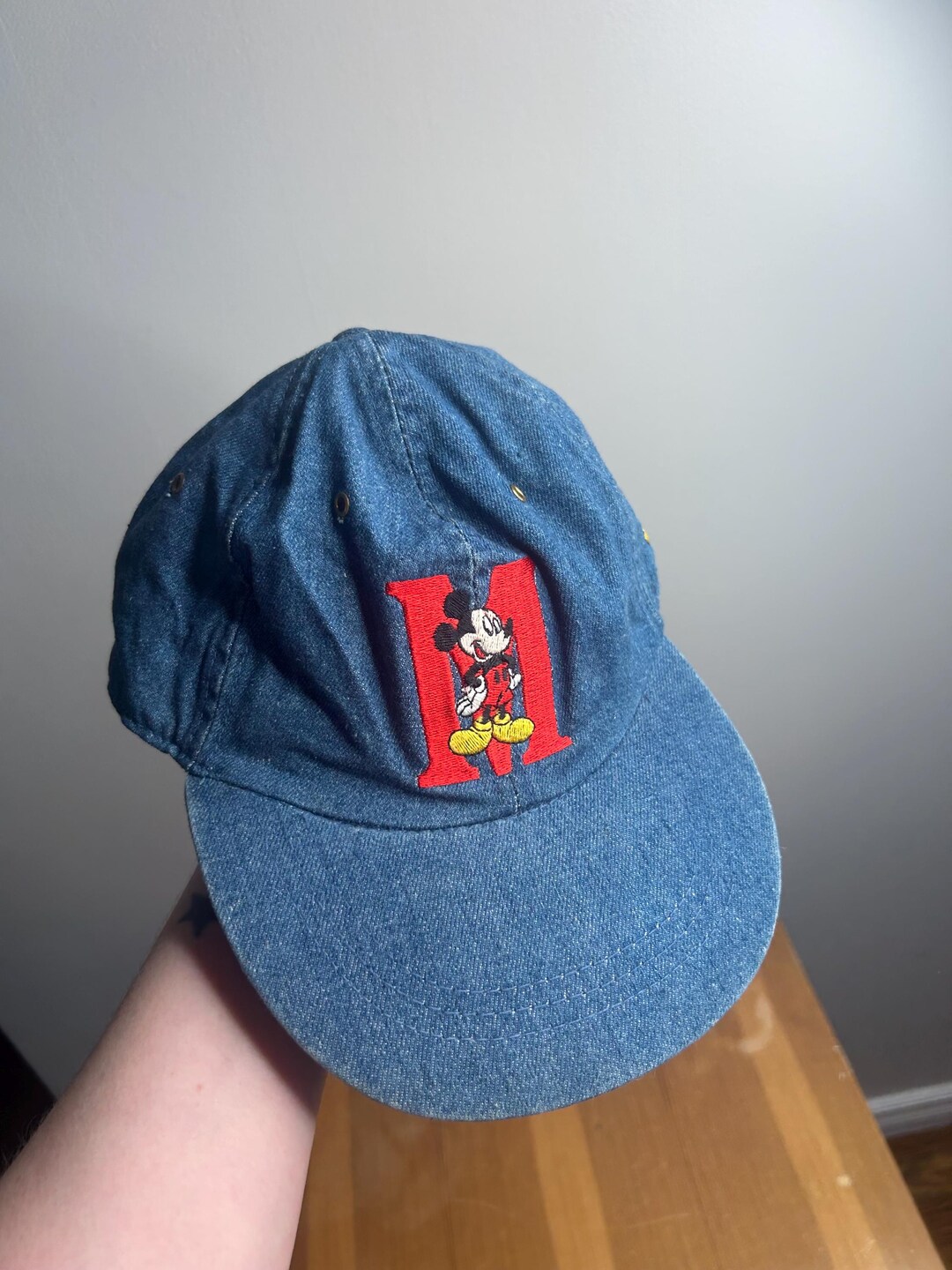 Vintage 90s Y2K Denim Mickey Mouse Baseball Cap Summer Hat Fashion