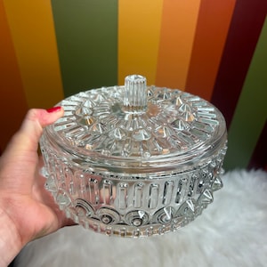 Clear glass heavy vintage jar candy dish canister glass