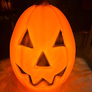 Vintage Halloween pumpkin blow mold light up decor jack O lantern plastic