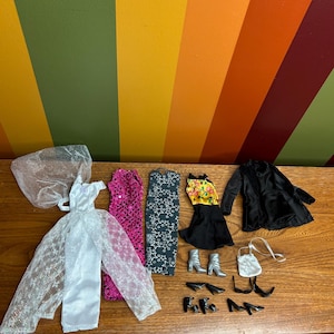 1990s vintage Barbie outfits rockstar party girl dresses and assesories clothes collectable fashion outfit 90s toys dolls shoes purse
