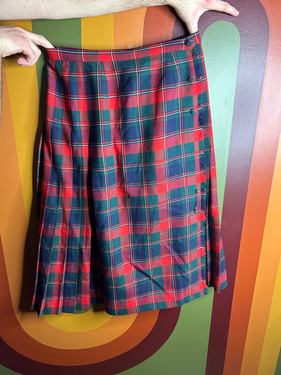 Vintage Plaid pure virgin Wool Tartan Skirt Al Jea