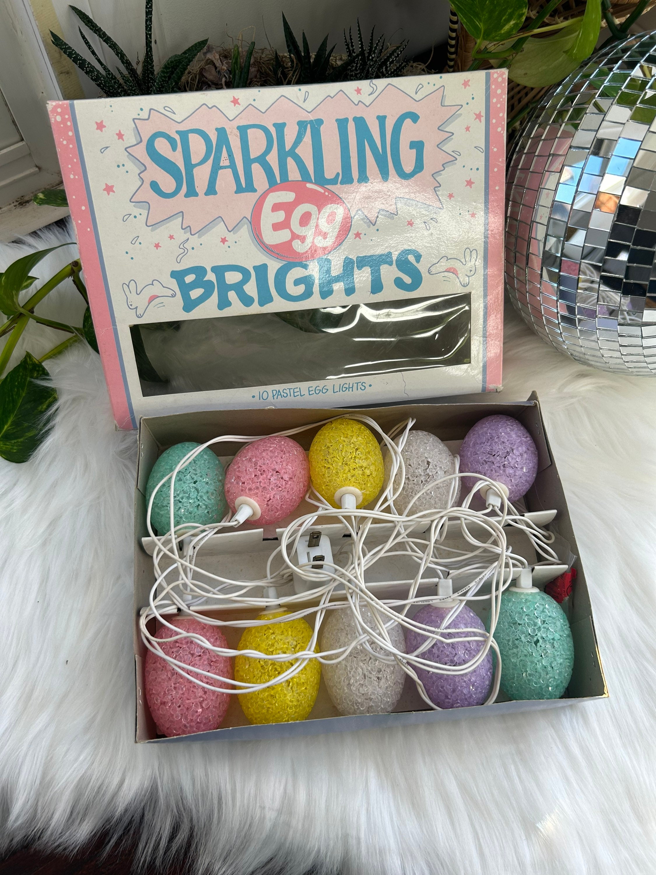Vintage Sparkling Egg Brights Easter String Lights Pastel Etsy