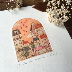 Au coin de la rue II - handgjort etstryck från Paris -