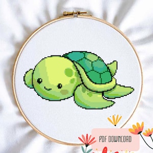 Cute Sea Turtle Cross Stitch PDF Pattern
