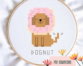 Dognut, Doughnut Cross Stitch PDF, Puns