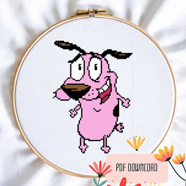 Courage the Cowardly Dog Cross Stitch Pattern PDF, Cartoon, Modern Cross Stitch Download