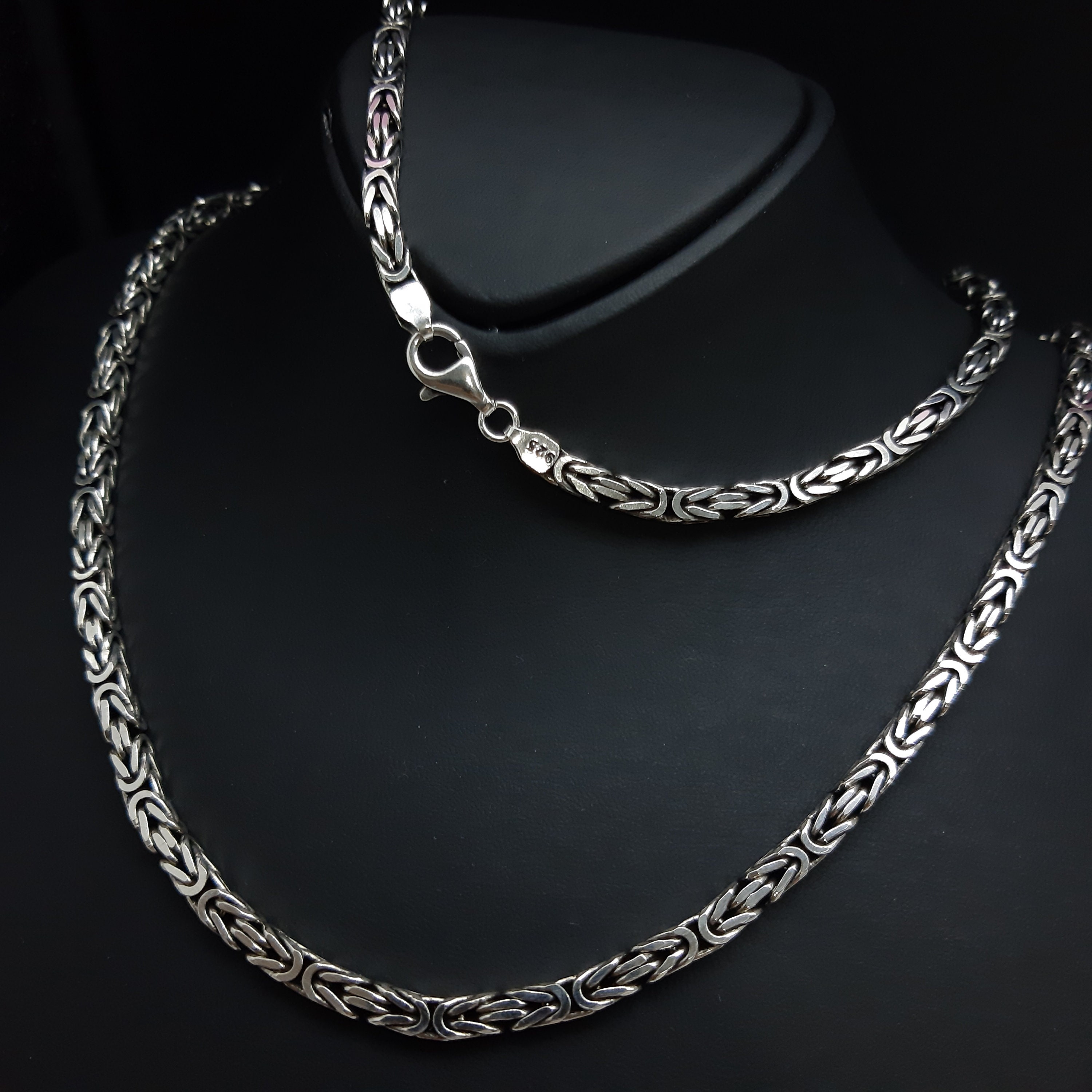 925 sterling silver menswomens king chain 4 mm necklace Etsy