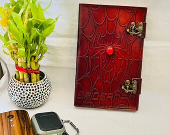 Diario de cuero personalizado, cuaderno recargable tamaño A5, agenda con relieve de Spiderman.