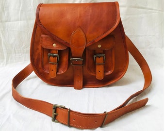 Brown Leather Shoulder Bag, Leather Crossbody Bag for Women, Saddle Bag, Brown Messenger Bag, Gifts for Her, Vintage Style Boho Shoulder Bag