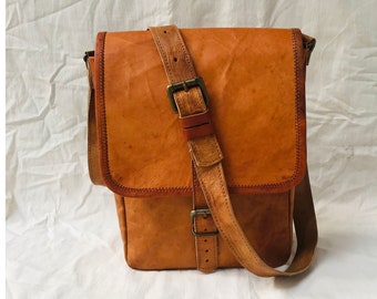 Leather Crossbody Bag Men Women, Small Satchel Bag, iPad Bag, Leather Messenger Bag for Men Women, Leather Travel Bag, Rustic Bag Satchel