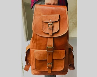 20" Personalized Handmade Leather Backpack, Vintage Brown Backpack, Women Backpack, Laptop Backpack, Travel Rucksack, Convertible LeatherBag