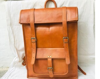 Leather Backpack, Brown Leather Backpack, Laptop Bag, Leather Rucksack, Leather Bag for Men & Women, Unisex Bag