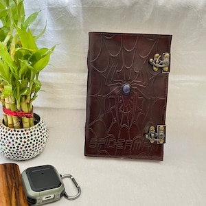 Handmade Leather Journal Bound Notebook Refillable Sketchbook Personalized stone journal for Men and Women Best Valentine Gift