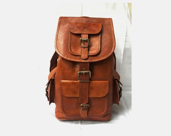 Vintage Brown Backpack - 16 Personalized Handmade Leather Bag Women Backpack Laptop Backpack Convertible Travel Rucksack