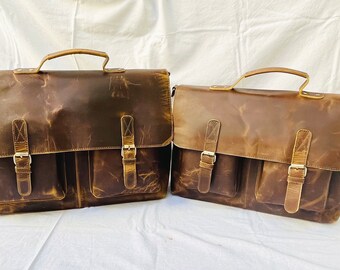 Handgefertigte Leder Büffel Umhängetasche Vintage Schultertasche Büro Aktentasche Leder Crossbody Bag für Männer und Frauen Bestes Valentinsgeschenk