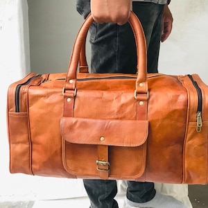 Handmade Leather Duffle Travel Bag Leather Gym and Weekender Overnight duffle bag Personalized Gifts For Men And Women Best Valentine Gift