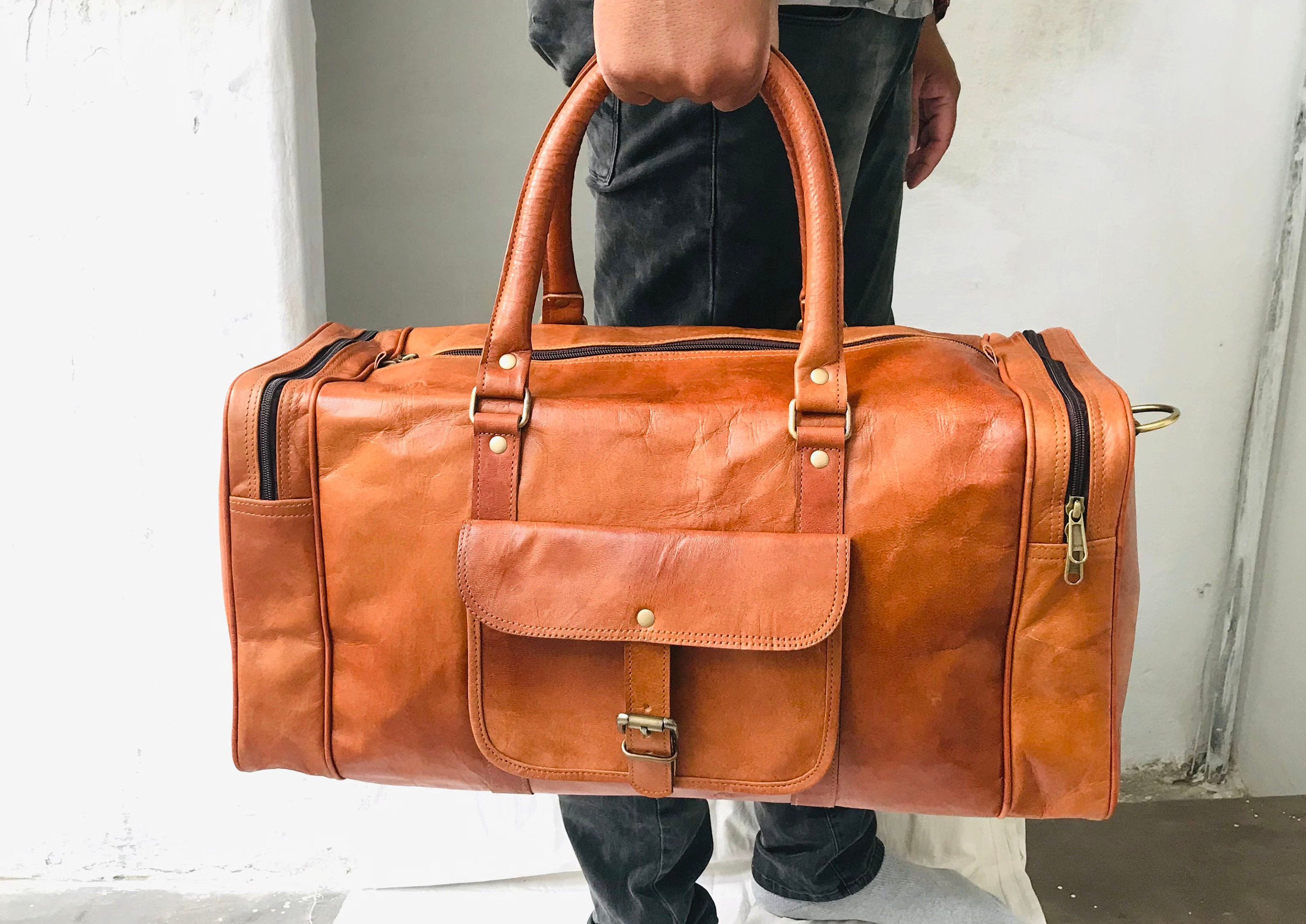 20 Handmade Leather Duffle Bag Leather Travel Bag Etsy