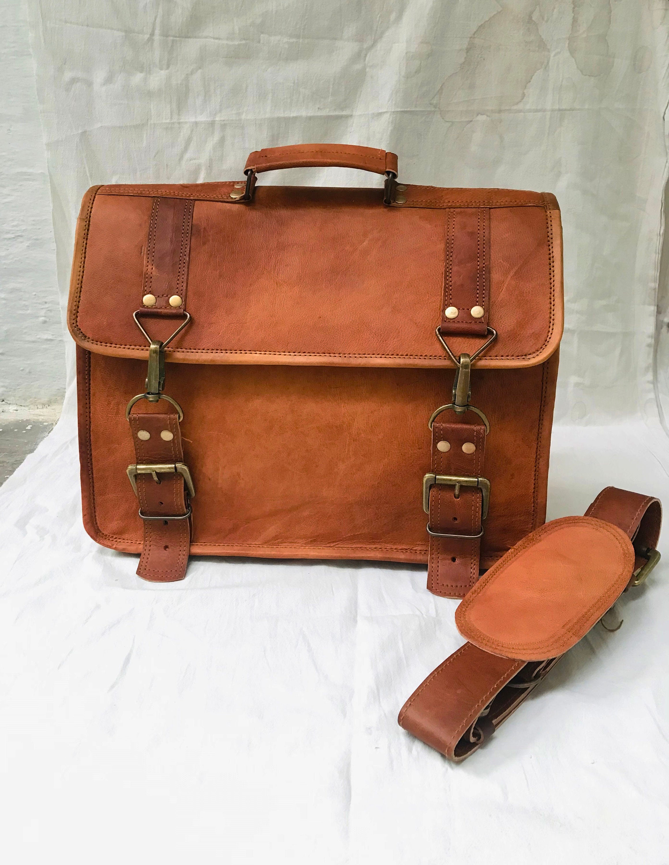 Brown Messenger Bag Laptop Briefcase Satchel Messenger Bag Etsy
