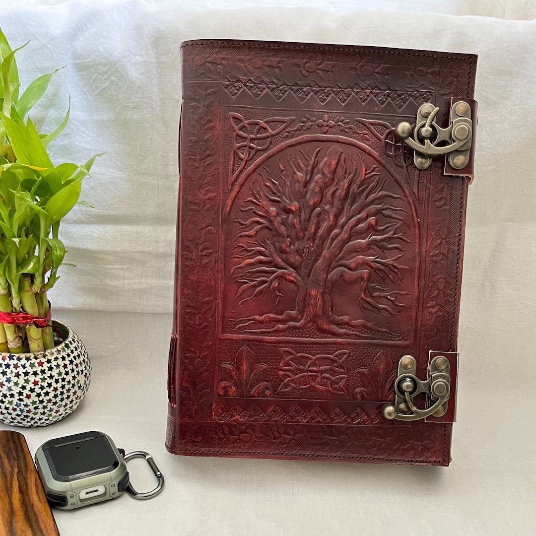Handmade Leather Tree of Life Journal – Deckle Edge Paper Notebook ...