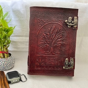 Handmade Leather Tree of Life Journal Blank Notebook Notepad For Men & Women Unlined Paper Art Sketchbook Travel Diary Valentine Gift