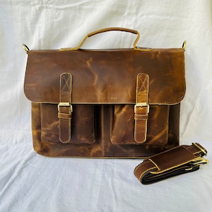 Handmade Leather buffalo Messenger Bag Vintage Shoulder Bag Office Briefcase Leather Crossbody Body Bag for Men And Women Valentine Gift